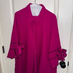 Chic Women's Fuchsia Blazer with Bow Details
